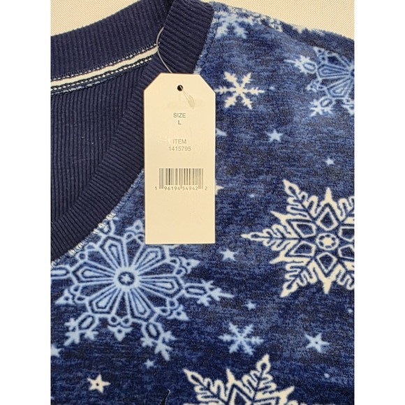 Nautica Women's Blue w Snowflakes Fleece 2 Piece Pajama Set. New. Size L - Picture 4 of 16